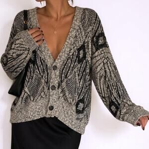 Vintage Michael Gerald Ramie Cotton Textured Knit Cardigan Sweater Medium